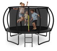 Nattork Trampolino esterno Ø 244/370/427 cm, trampolino da giardino con rete di sicurezza e scala, per bambini e adulti, portata fino a 150 kg