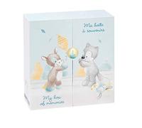 Nattou 498289 - Scatolina per bomboniere e ricordi, 25 x 26,5 x 9 cm, fr-es-it-pt, tim e tiloo, blu