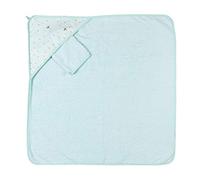 Nattou 498395 - Asciugamano con cappuccio e guanto da bagno, 75 x 75 cm, tim e tiglio, verde menta, per bambini