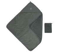 Nattou Accappatoio con cappuccio e guanto in cotone e poliestere (spugna), Motivo con fogliolina, Circa 75 x 75 cm, Cotone, Luna e Axel, Verde