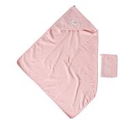Nattou Accappatoio con Guanto da Bagno in Cotone e Poliestere, Motivo con Uccellino, Ca. 75 x 75 cm, Cotone, Alice e Pomme, Rosa