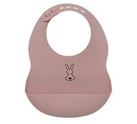 Nattou Bavaglino in silicone con vaschetta di raccolta, coniglietto, misura regolabile, senza BPA, ca. 20 x 27 cm, silicone, rosa antico