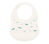 Nattou Bavaglino in Silicone con Tasca, Motivo con Coccodrilli, Taglia Regolabile, Senza BPA, Ca. 20 x 27 cm, Silicone, Bianco