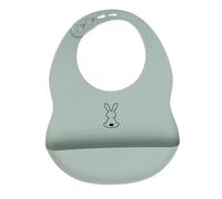Nattou Bavaglino in silicone con tasca, Coniglietto, Taglia regolabile, Senza BPA, ca. 20 x 27 cm, Silicone, Verde