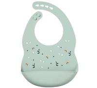 Nattou Bavaglino in Silicone con Tasca Raccogli Briciole, Dimensione Regolabile, Privo di BPA, Circa 20 x 27 cm, Silicone, Verde