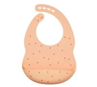 Nattou Bavaglino in Silicone con Tasca Raccogli Briciole, Dimensione Regolabile, Privo di BPA, Circa 20 x 27 cm, Silicone, Colore Pesca