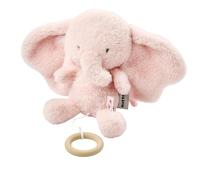 Nattou Carillon in Peluche a Pelo Lungo, Elefante, Ninna Nanna "La-Le-Lu", Con Anello, 100% Poliestere, FanFan, Rosa
