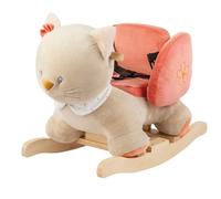 Nattou Dondolo, Gatto Lana, Inclusa Cintura di Sicurezza, Allegro Dondolio Avanti e Indietro, Ca. 60 x 30 x 45 cm, Mila, Zoe e Lana, Poliestere/Legno, Beige