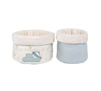 Nattou Cesti portaoggetti in cotone e poliestere, Badger Felix, Set di 2, Ø 20 cm e Ø 15 cm, Felix e Leo, Azzurro