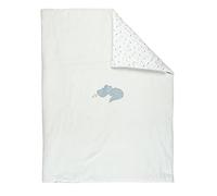 Nattou Coperta Piccola per Bebè, In Cotone e Poliestere, Romeo il Coccodrillo, Reversibile, Ca. 100 x 75 cm, Romeo, Jules e Sally, Celeste