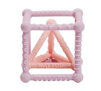 Nattou Cubo in Silicone con Piramide, Set da 2 Pezzi, Da Afferrare e da Mordere, Senza BPA, Ø 10 cm + 8 cm, Silicone, Violetto/Rosa