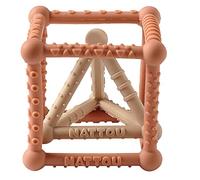 Nattou Cubo in Silicone con Piramide, Set da 2 Pezzi, da Afferrare e da Mordere, Senza BPA, Ø 10 cm + 8 cm, Silicone, Caramello/Beige