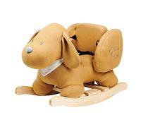 Nattou Dondolo, Charlie il Cagnolino, Inclusa Cintura di Sicurezza, Allegro Dondolio Avanti e Indietro, 63 x 33 x 45,5 cm, Vegano, Jacquard, Poliestere/Legno, Caramello