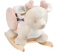 Nattou Animale a Dondolo, Cerbiatto, Cintura di Sicurezza Inclusa, Allegro Dondolio Avanti e Indietro, 100% Poliestere, FanFan, Beige