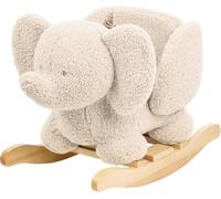 Nattou Dondolo per bambini n morbido tessuto di orsacchiotto, Elefante, Cintura di sicurezza inclusa, Allegro dondolio avanti e indietro, Circa 60 cm, Lapidou, Poliestere/legno, Colori della natura