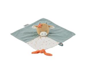 Nattou Doudou per Neonato, Cotone e Velour, Mucca Mila, Compagno dalla Nascita, Ca. 27 x 27 cm, Mila, Zoe e Lana, Azzurro