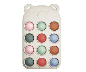 Nattou Giocattolo Pop-it a Forma di Telecomando in Silicone, Circa 11 cm, Privo di BPA, Bianco