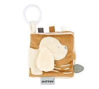 Nattou Libretto per Bambini in Cotone e Poliestere, Charlie il Cagnolino, Con Attività Divertenti, Ca. 12 x 12 cm, Vegano, Cotone/Poliestere, Marrone