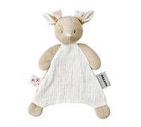 Nattou Mini Coperta per le Coccole, Mucca Cervo, Compagno dalla Nascita, Circa 25 cm, Poliestere/Cotone, FanFan, Bianco