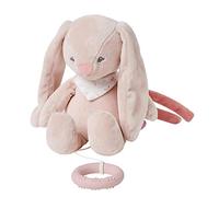 Nattou Mini-Peluche Carillon in Poliestere, Pomme il Coniglietto, Ninna Nanna "La-Le-Lu", Con Anello da Dentizione, Ca. 23 cm, Alice e Pomme, Rosa Antico