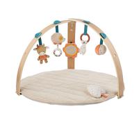 Nattou Palestrina con Arco di Legno e Molte Attività, Riccio Zoe e Mucca Mila, Cotone e Poliestere, Ca. 80 cm, Mila, Zoe e Lana, Beige