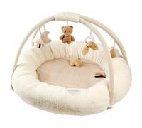 Coperta per Gattonare con Arco di Gioco e Varie Attività, Circa 70x80 cm, Rettangolare, 100% Poliestere, Teddy, Ecrù