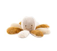 Nattou Peluche-attività in Poliestere, Peluche a Forma di Polpo con Sonaglio e Squittio, Ca. 28 cm, Lapidou, Caramello