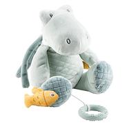 Nattou Peluche Carillon in Poliestere, Romeo il Coccodrillo, Ninna Nanna "La-Le-Lu", Con Anello, Ca. 30 cm, Romeo, Jules e Sally, Celeste