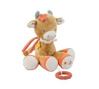 Nattou Peluche con Attività, Cotone e Velour, Con Musica e Anello da Dentizione in Silicone, Mucca Mila, Ca. 30 cm, Mila, Zoe e Lana, Beige