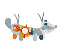 Nattou Peluche Interattivo con Suoni e Giochi Educativi per Neonati e Bambini, Felix il Tasso Pannello Attività da Attaccare con Specchio Sonaglio e Carta Scricchiolante, 70 cm, Blu Polveroso