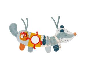 Nattou Peluche Interattivo con Suoni e Giochi Educativi per Neonati e Bambini, Felix il Tasso Pannello Attività da Attaccare con Specchio Sonaglio e Carta Scricchiolante, 70 cm, Blu Polveroso