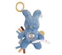 Nattou Peluche Interattivo in Poliestere, Peluche a Forma di Coniglietto con Sonaglio e Anello da Dentizione, Per Neonati e Bambini Prematuri, Ca. 37 cm, Vegano, Tipidou, Blu