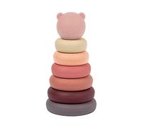 Nattou Piramide giocattolo in silicone, 7 Pezzi da impilare per bambini piccoli, Senza BPA, Circa 16 cm, Silicone, Rosa