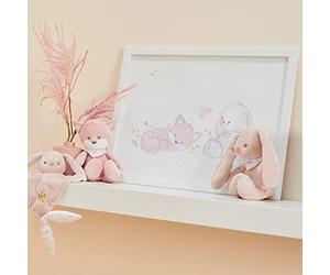 Nattou Poster con Cornice, Volpe e Coniglietto, Ca. 40 x 30 cm, Alice e Pomme, Multicolore