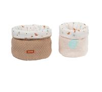 Nattou Set di 2 Ceste Portaoggetti, Cotone e Poliestere, Ca. 20 x 20 cm + 20 x 1