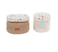Nattou Set di 2 Ceste Portaoggetti, Cotone e Poliestere, Ca. 20 x 20 cm + 20 x 15 cm, Vegano, Boris & Jungo, Beige