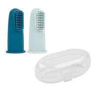 Nattou Set di 2 spazzolini da denti per bambini blu petrolio e blu acqua