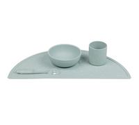 Nattou Stoviglie in Silicone per Bambini, 4 Pezzi, 1 Cucchiaio, 1 Ciotola con Coperchio, 1 Bicchiere, 1 Tovaglietta, Senza BPA, Silicone, Motivo Verde