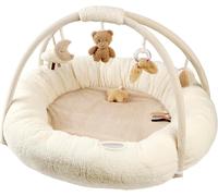 Coperta per Gattonare con Arco di Gioco e Varie Attività, Circa 70x80 cm, Rettangolare, 100% Poliestere, Teddy, Ecrù