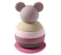 Nattou Topolino in Silicone, Giocattolo in 6 Pezzi per Sviluppare le Abilità Motorie di Bambini Piccoli, Senza BPA, Ca. 15 cm, Silicone, Rosa