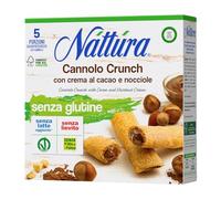 NATTURA Cannolo Crunch Bio Cacao e Nocciole, Croccanti Cialde di Riso e Mais Ripiene di Crema alle Nocciole e Cacao, Snack Senza Glutine e Senza Lievito, Prodotto Vegano Senza Olio di Palma, 5 x 25 g