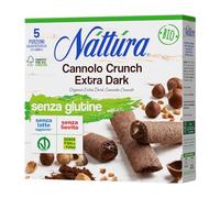 NATTURA Cannolo Crunch Bio Extra Dark, Croccanti Cialde di Riso e Cacao Ripiene di Crema al Cacao e Nocciole, Snack Senza Glutine e Senza Lievito, Prodotto Vegano Senza Olio di Palma, 5 x 25 g