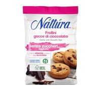 NATTURA Frollini con Gocce di Cioccolato Senza Zuccheri, Biscotti Senza Latte e Uova, con il -30% di Grassi Saturi, Prodotto Vegano Senza Olio di Palma, 200 gr