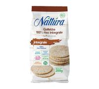 NATTURA Gallette di Riso Integrale Bio, Maxi Busta 200 g | Snack Senza Glutine con Riso Integrale 100% Italiano, Ricche di Fibre, Prodotto Vegano Senza Sale Aggiunto