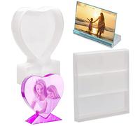 NATUCE 2 Pezzi Stampi in Resina per Cornici Fotografiche, Stampi in Resina Epossidica Quadrata e Cuore, Foto Stampo Stampi Silicone per Foto Epossidica, Stampo per Cornice in Silicone Fai da te