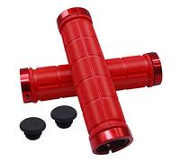 NATUCE 2pcs Bici Manopole Manubrio Universale 22mm, Impugnatura Bici, Maniglia Gomma Antiscivolo, Doppio Serratura in Alluminio con Tappi estremità a Barra per BMX MTB Strada Pieghevole Bici (Rosso)