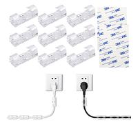 NATUCE 32 Pezzi 10mm Clip per Cavi con Adesivo, Clip Fermacavi da Parete, Fermacavi a Clip, Fermacavo per Casa o Ufficio, Cavi da Scrivania, Muro, Pareti, Gestione dei Cavi per TV PC Laptop Casa