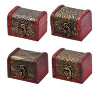NATUCE 4 Pz Mini Forzieri dei Pirati, 8 x 6.5 x 6 cm Mini Scrigno del Tesoro, Scatola dei Gioielli dei Pirati Vintage, Legno Scrigno Tesoro Piccolo per Festa di Compleanno a Tema Pirati