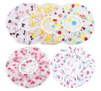 NATUCE 5 Pezzi Cuffia per Doccia Impermeabil, Cuffia Doccia Riutilizzabile, Cuffia da Bagno Donna Elastica per Salone, Spa, Viaggio, Hotel, Doccia, Cucina