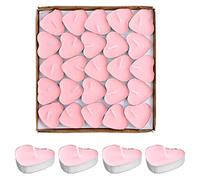 NATUCE 50Pcs Candele da tè a Forma di Cuore, Lumini senza profumo, Candele Tealight Bianco per Festa di compleanno di Natale,Ø 38 mm